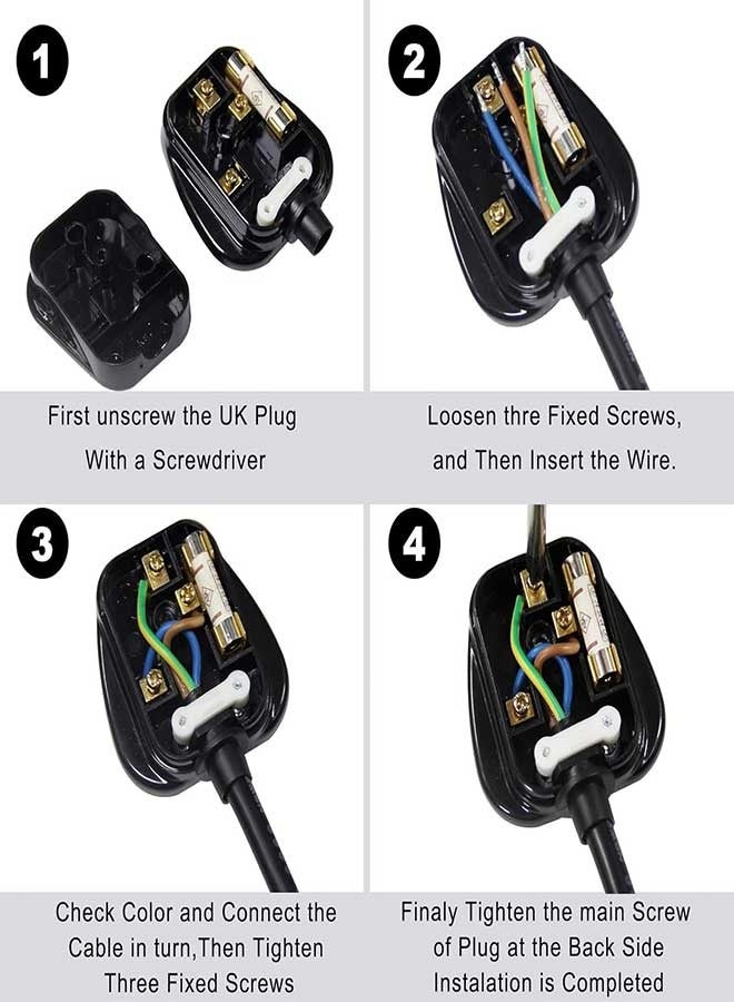 RAWAID 2Pcs Uk Plug, Uk Mains Plug for 13a 250v Black 3 Pin Plug, Heavy Resilient Plug for Power Charging, Electrical Equipments Supplies, Removable Power Wiring Plug Adaptor Adapter Power Cord Connector - Image 4
